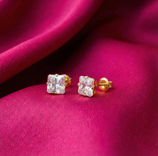 Zirconia Cuadrada 5mm - Bañado en Oro