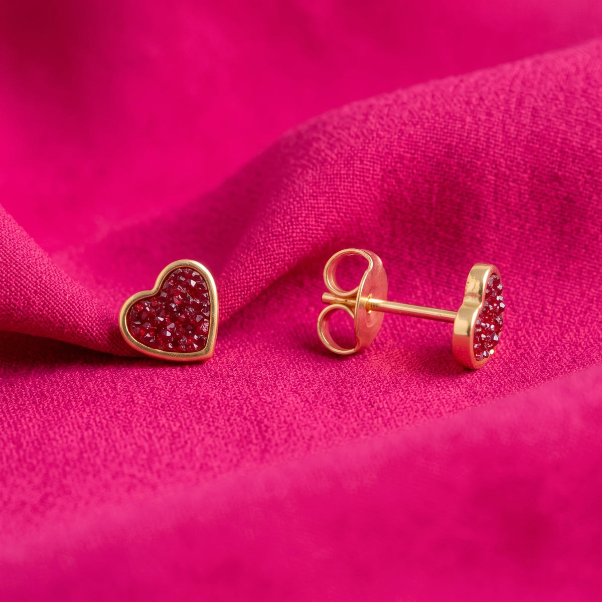 Corazón Glitter Rojo 6mm - Bañado en Oro - Kids