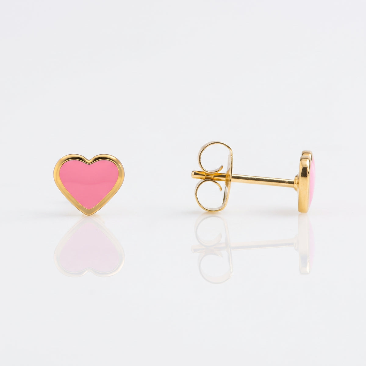 Corazón Liso Rosa 6mm - Bañado en Oro - Kids