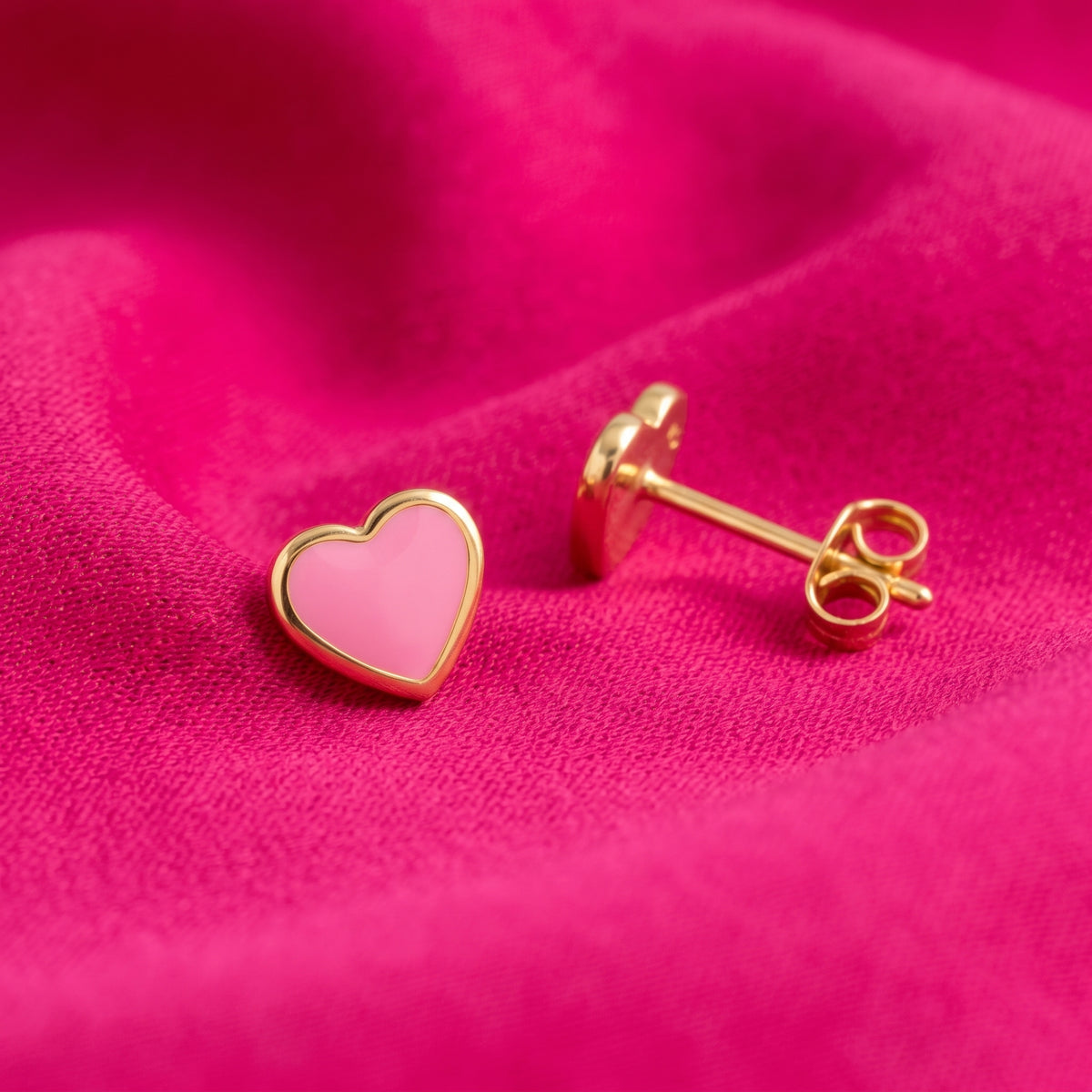 Corazón Liso Rosa 6mm - Bañado en Oro - Kids