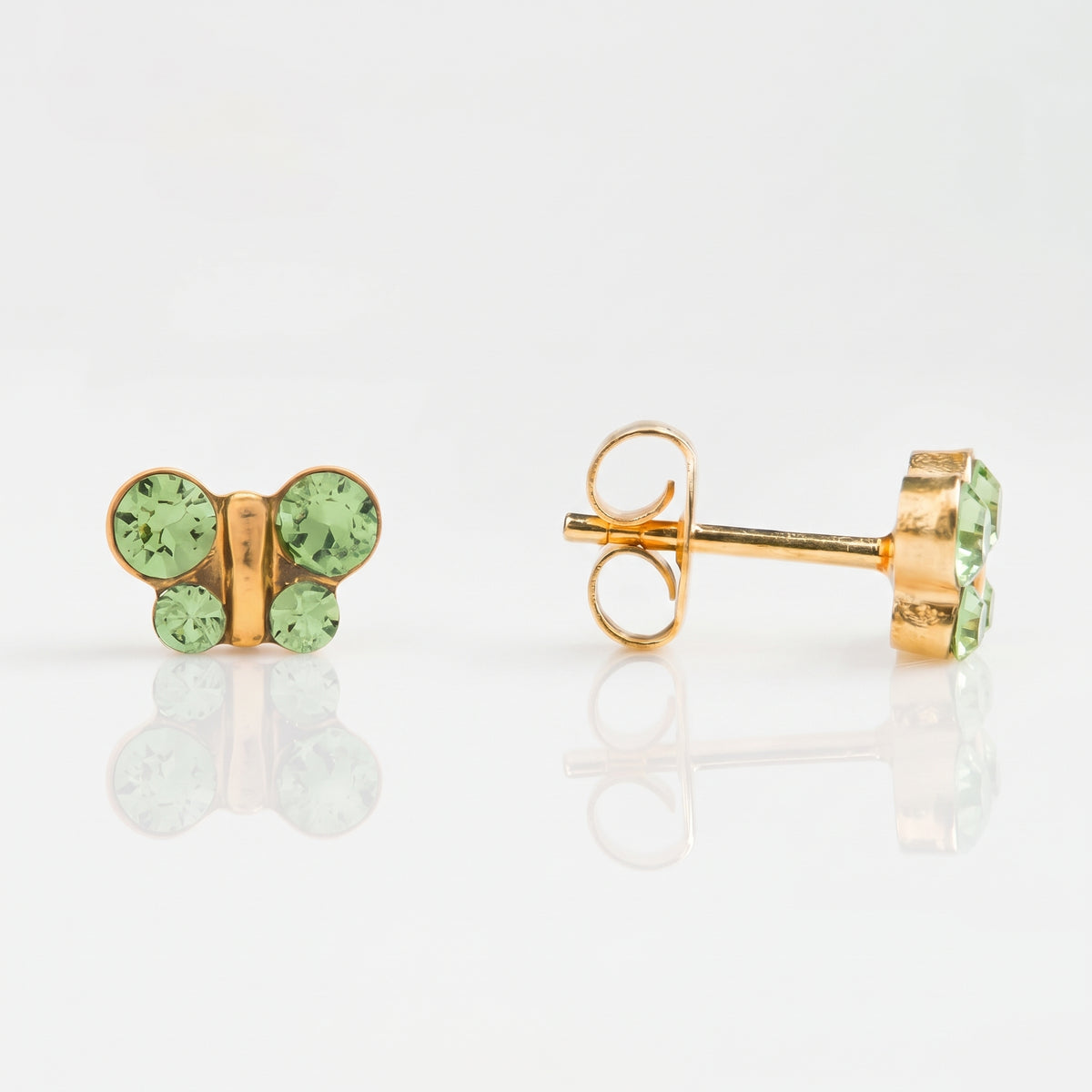 Mariposa Verde Claro 8mm - Bañado en Oro - Kids