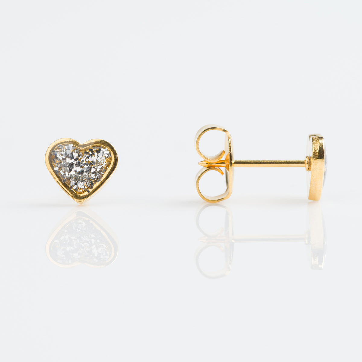 Corazón Glitter Blanco 6mm - Bañado en Oro - Kids
