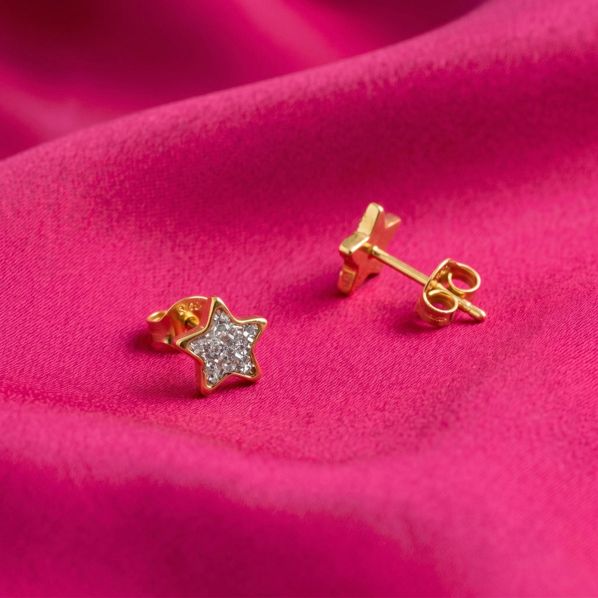 Estrella Glitter Blanca 6mm - Bañado en oro - Kids