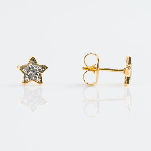 Estrella Glitter Blanca 6mm - Bañado en oro