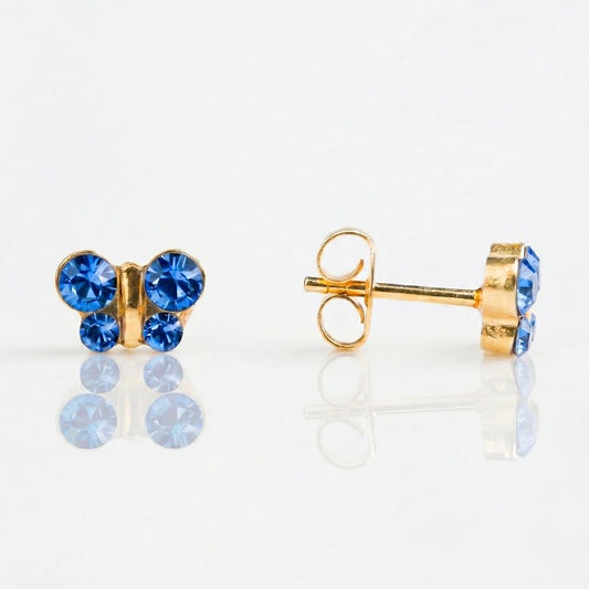 Mariposa Azul Claro 8mm - Bañado en Oro