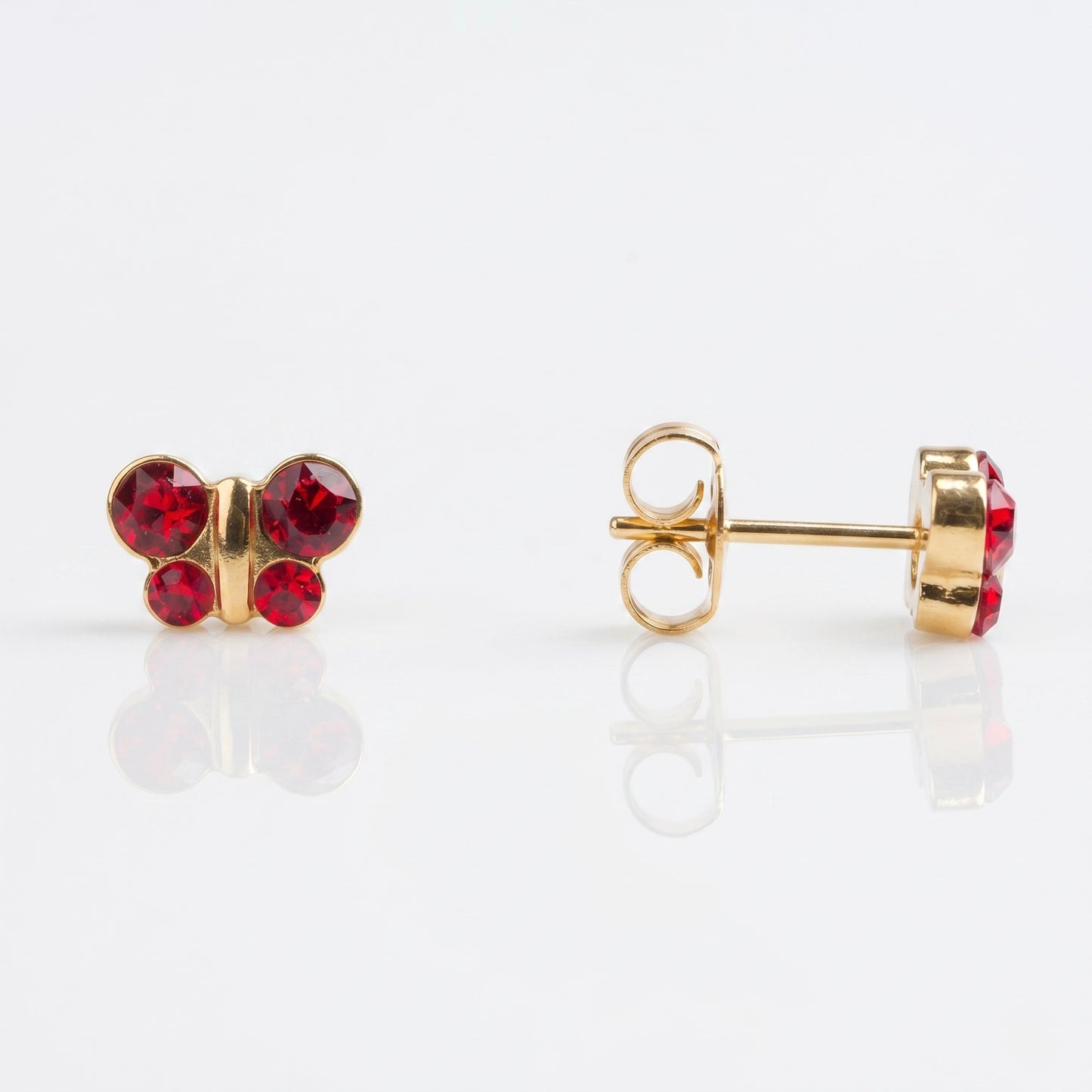 Aros Studex Sensitive Kids -  Mariposa Roja 8mm - Bañado en Oro