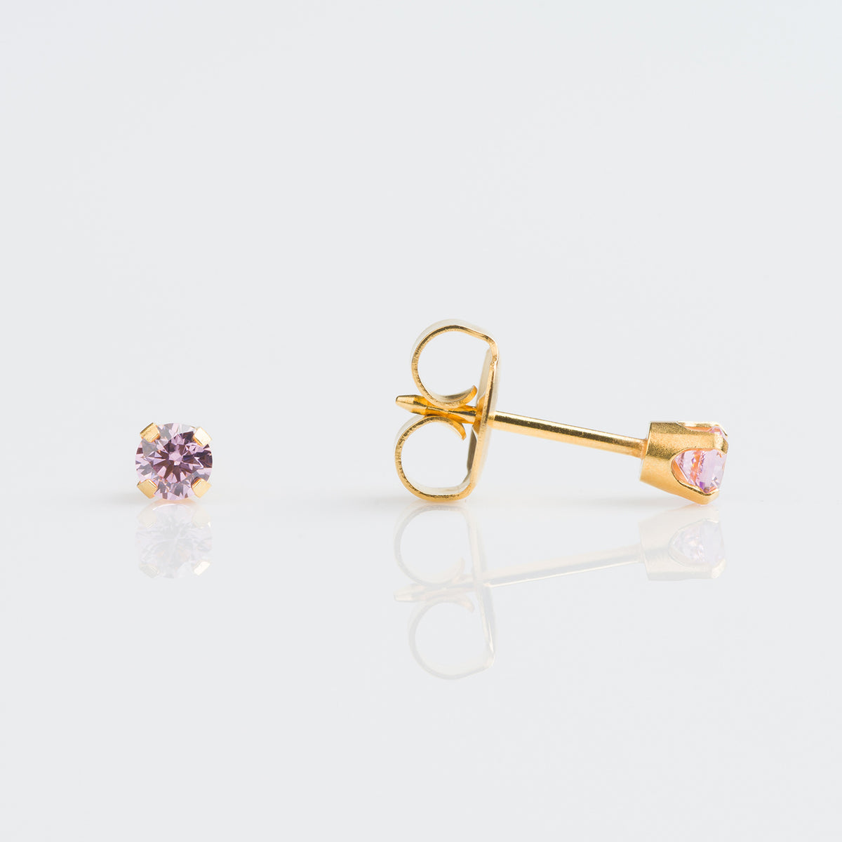 Tiffany Zirconia Rosa 3mm - Bañado en Oro - Kids