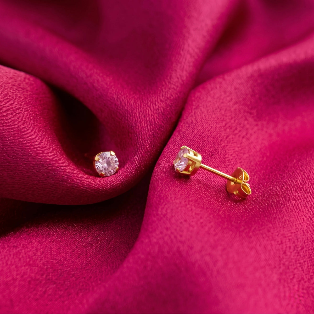 Tiffany Zirconia Rosa 3mm - Bañado en Oro - Kids
