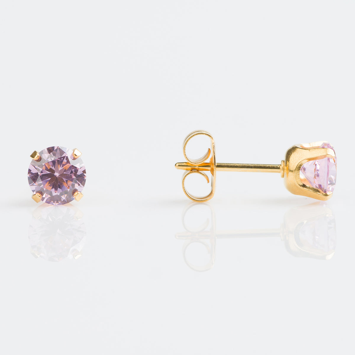 Tiffany Zirconia Rosa 6mm - Bañado en Oro
