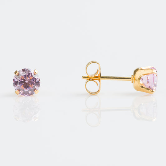 Tiffany Zirconia Rosa 6mm - Bañado en Oro