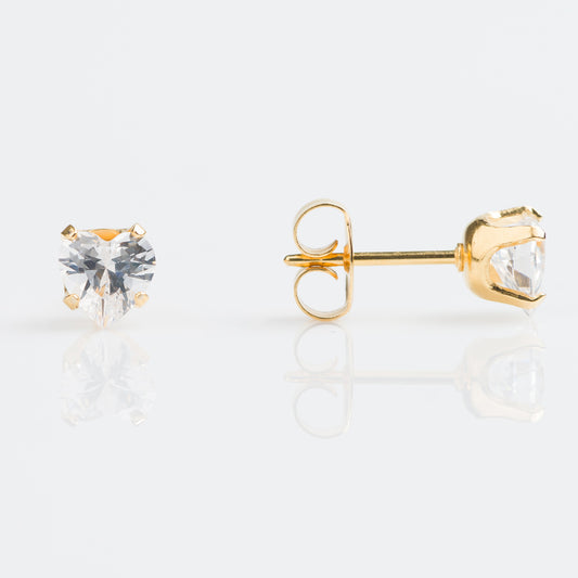 Zirconia Corazón 5mm - Bañado en Oro