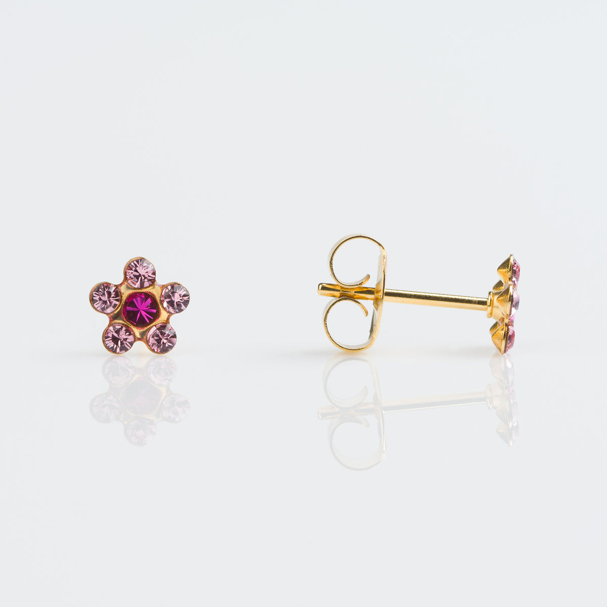 Flor Rosa & Fucsia 5mm - Bañado en Oro