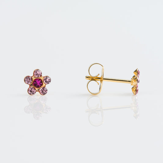 Flor Rosa & Fucsia 5mm - Bañado en Oro