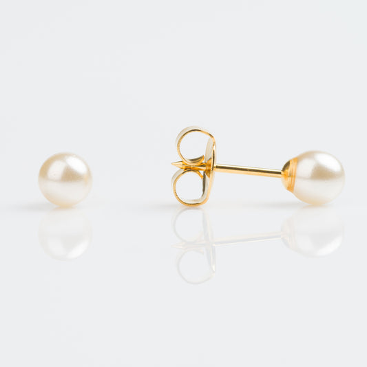 Aros Studex Sensitive - Perla 5mm - Bañado en Oro