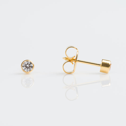 Aros Studex Sensitive Kids -  Bisel Zirconia 3mm - Bañado en Oro