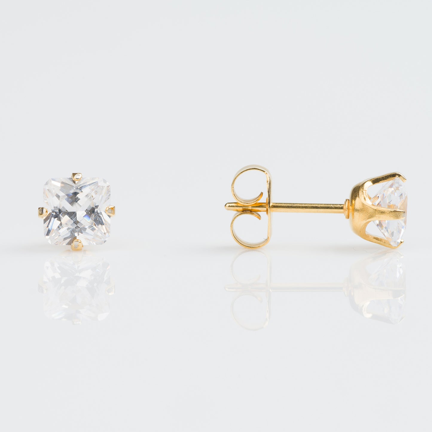 Zirconia Cuadrada 5mm - Bañado en Oro