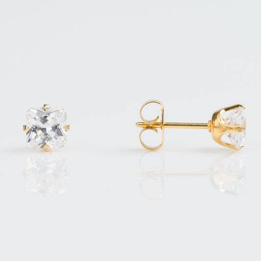 Zirconia Cuadrada 5mm - Bañado en Oro